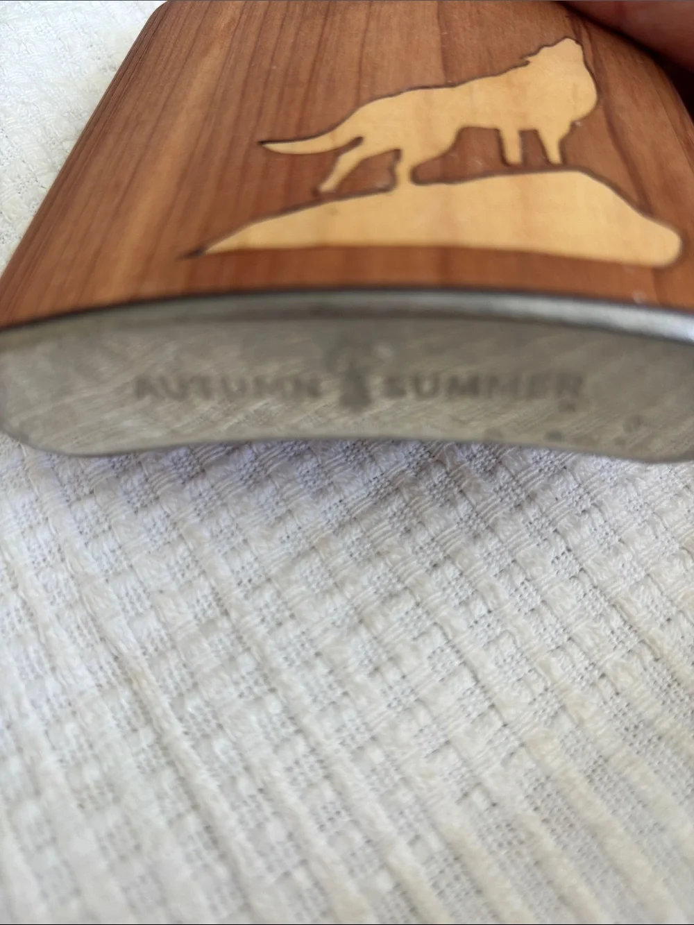 Woodworking Wolf Hip Flask by Autumn Summer
